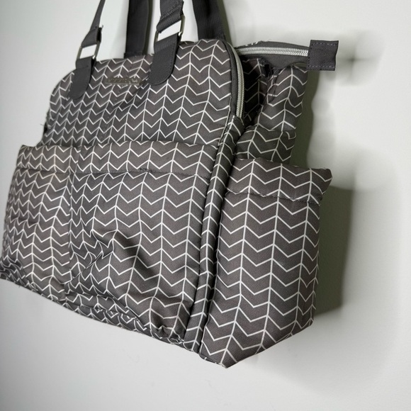 Banana Fish Stylish Gray Chevron Women's diaper Bag - Picture 3 of 12
